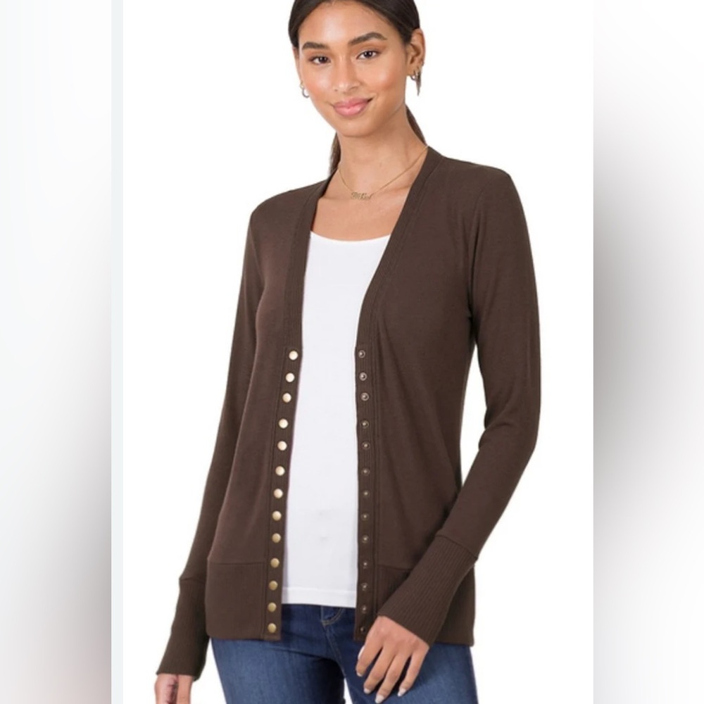 Natori Chocolate Snap Cardigan